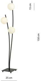 Piantana Contemporaneo Oceano Acciaio Nero 3 Luci E14 Ip20