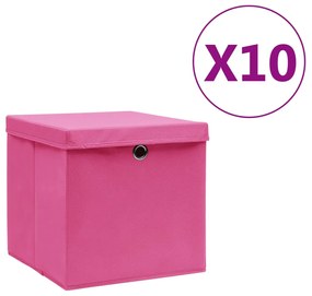 Contenitori Con Coperchi 10 Pz 28x28x28 Cm Rosa /