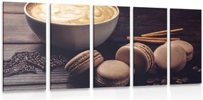 Quadri 5 pezzi – Caffè con macaron al cioccolato