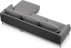 Divano angolare grigio (con penisola a destra/con chaise lounge) con rivestimento in velluto Naomi – Micadoni