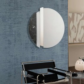 Specchio moderno 80 cm con decori foglia argento e effetto marmo nero - KEVIN