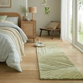 Tappeto verde in lana 60x230 cm Lino Leaf - Flair Rugs