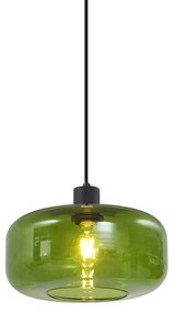 Lampada a sospensione retrò nera con vetro verde - Bizle