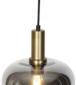 Lampada a sospensione intelligente nera con oro e vetro fumé incl. Wifi G95 - Zuzanna