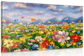 Stampa su tela – Pittura a olio di fiori selvatici