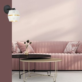 Applique Contemporanea 1 Luce Enea In Metallo Bianco E Oro