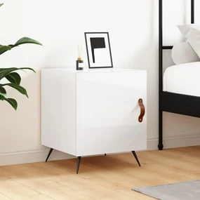 Comodino Bianco Lucido 40x40x50 Cm İn Legno Multistrato /