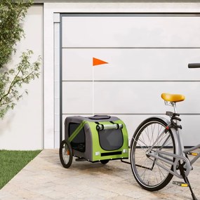 Rimorchio Da Bici Per Animali Verde E Grigio Oxford E Ferro /