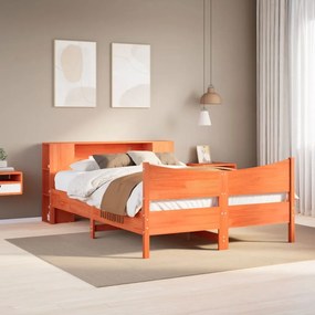 Letto Senza Materasso Marrone Cera 140x190 Cm İn Legno Di Pino /