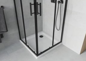 Mexen Rio cabina doccia quadrata 80 x 80 cm, trasparente, nera + piatto doccia Flat, bianco - 860-080-080-70-00-4010B