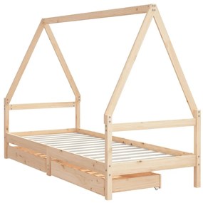 Giroletto bambini con cassetti 90x200 cm legno massello di pino