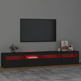 Mobile porta tv con luci led nero 240x35x40 cm