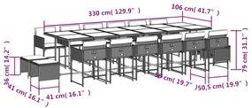 Set Pranzo da Giardino 17 pz con Cuscini Beige Misto Polyrattan