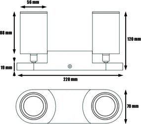 Faretto KINIA 2xGU10/30W/230V bianco