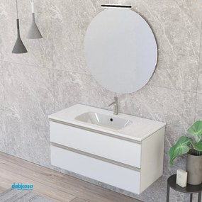 Mobile Bagno Sospeso "Unit Two" Da 100 Cm Composto Da Due Cassetti Finitura Bianco Opaco