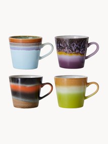 Set di 4 tazzine fatte a mano con smalto reattivo 70's