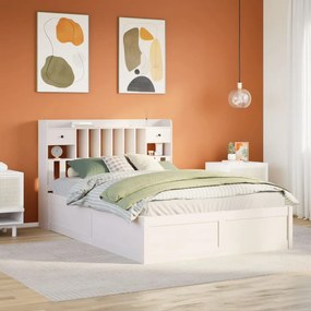 Giroletto Senza Materasso Bianco 160x200 Cm Legno Massello Pino /