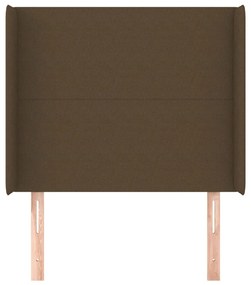 Testiera ad orecchio marrone scuro 103x16x118/128 cm in tessuto
