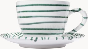 Set tazza e piattino da tè fatti a mano Grüngeflammt, set da 2