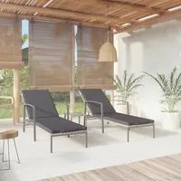 Lettini Prendisole 2 pz con Tavolo in Polyrattan Grigio cod mxl 23248