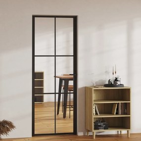 Porta Da Interno Esg Vetro E Alluminio 76x201,5 Cm Nera /