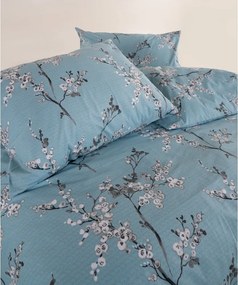 Set copripiumino e federa blu in cotone renforcé per letto matrimoniale ed esteso 240x220 cm Blue Floral – Mila Home Luxury