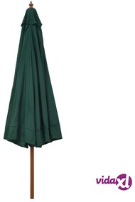 vidaXL Ombrellone da Esterni con Palo in Legno 330 cm Verde