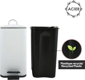 Cestino per la spazzatura bianco opaco in acciaio con pedale 5 l Erik – Spirella