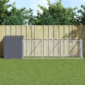 Casetta Cani Con Corsa Antracite 110x405x110 Cm Acciaio Zincato /