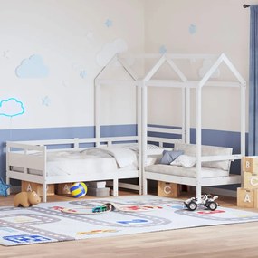 Set Dormeuse E Panca Con Tetto Bianco 90x190cm Massello Pino /