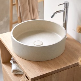 Tikamoon - Lavabo tondo in cemento cream Gina