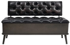 Cassapanca con schienale 110 cm nera in similpelle