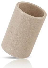 Set accessori bagno moderni beige in resina dispenser + portaspazzolini Sahara