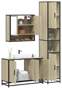 Set Mobili Da Bagno 3 Pz Rovere Sonoma İn Legno Multistrato /