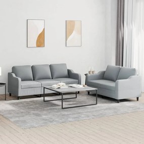 Set Di Divani 2 Pz Con Cuscini Grigio Chiaro İn Tessuto /