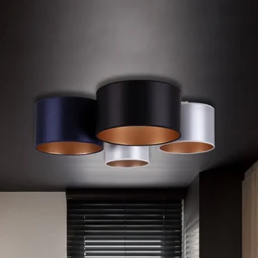 Euluna Plafoniera satinata, a 4 luci, blu/nero/argento/bianco