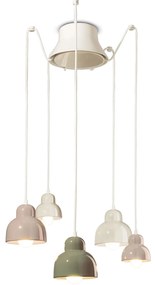 Lampadario Mix Vintage Decò Berimbau Ceramica 3 Luci E27