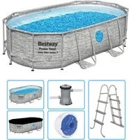 Piscina Fuori Terra Ovale Bestway Power Steel 4,27 X 2,50 X H 1,00 M Con Obl&ograve; - Kit Base