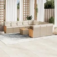 Set Divani da Giardino 12 pz con Cuscini Beige in Polyrattan 3228116