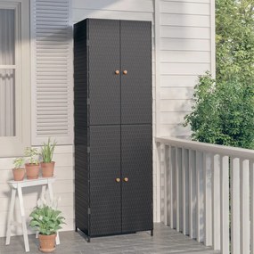 Armadietto Portaoggetti Da Giardino Nero 59x40x180cm Polyrattan /