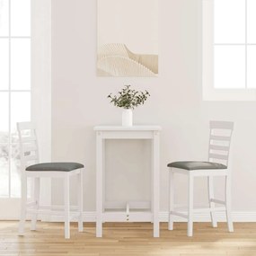 Sgabelli Da Bar Con Cuscini 2 Pz Bianco Legno Massello Di Hevea /