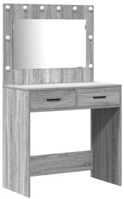Set da toeletta in 2 pezzi con led grigio in legno ingegnerizzato