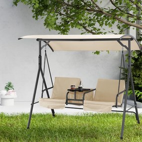 Comoda dondolo da giardino in beige per due persone