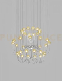 Puppet sospensione 36p ambra trasparente cromo lucido 36 luci attac...