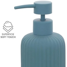 Dispenser sapone blu in ceramica soft touch capienza 330 ml Spring