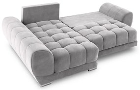 Divano letto angolare grigio chiaro con rivestimento in velluto, angolo sinistro Nuage - Windsor &amp; Co Sofas
