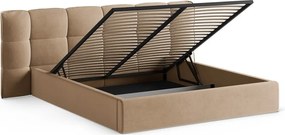 Letto matrimoniale imbottito greige con contenitore con rete inclusa 200x200 cm Eric – Micadoni