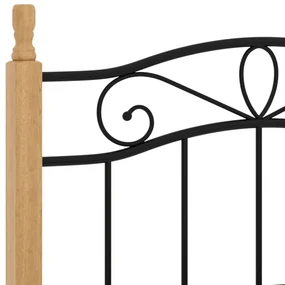 Giroletto in metallo nero e legno massello di rovere 100x200 cm