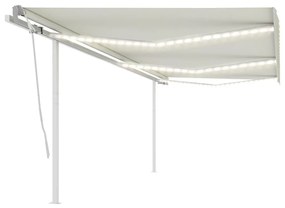 Tenda Da Sole Retrattile Manuale Con Led 6x3,5 M Crema /