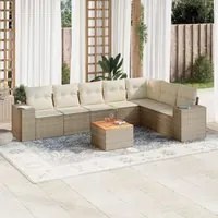 Set Divano da Giardino 8 pz con Cuscini Beige in Polyrattan 3225477